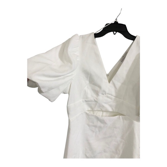 Endless Rose Puff Sleeve white Cut Out v-neck Mini Dress size large new - Picture 6 of 12